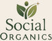 Logo of Social Organics with green leaves and text on a white background