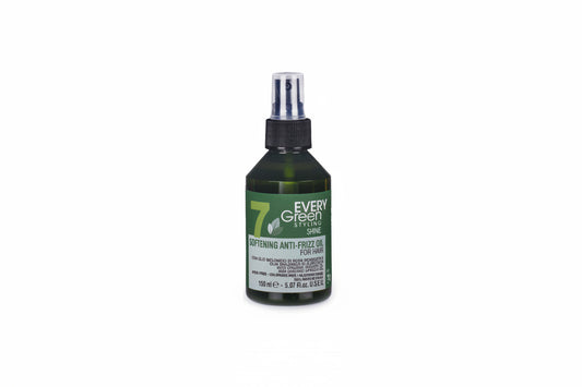 Every Green softening anti-frizz oil bottle on a white background